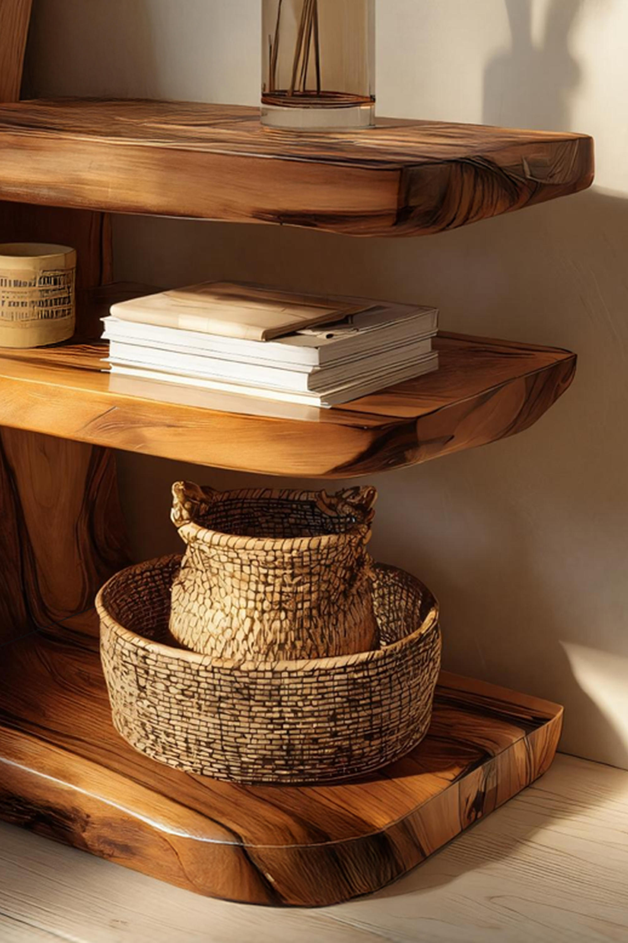 Modern Handcrafted Solid Wood Side Table For Furniture Decor