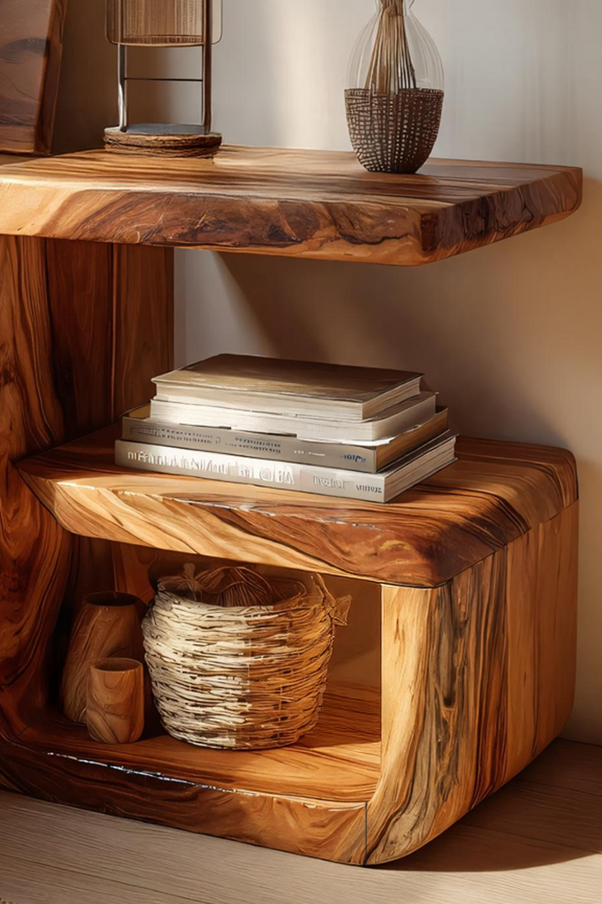 Farmhouse Solid Wood Side Table For Living Room And Bedroom Decor