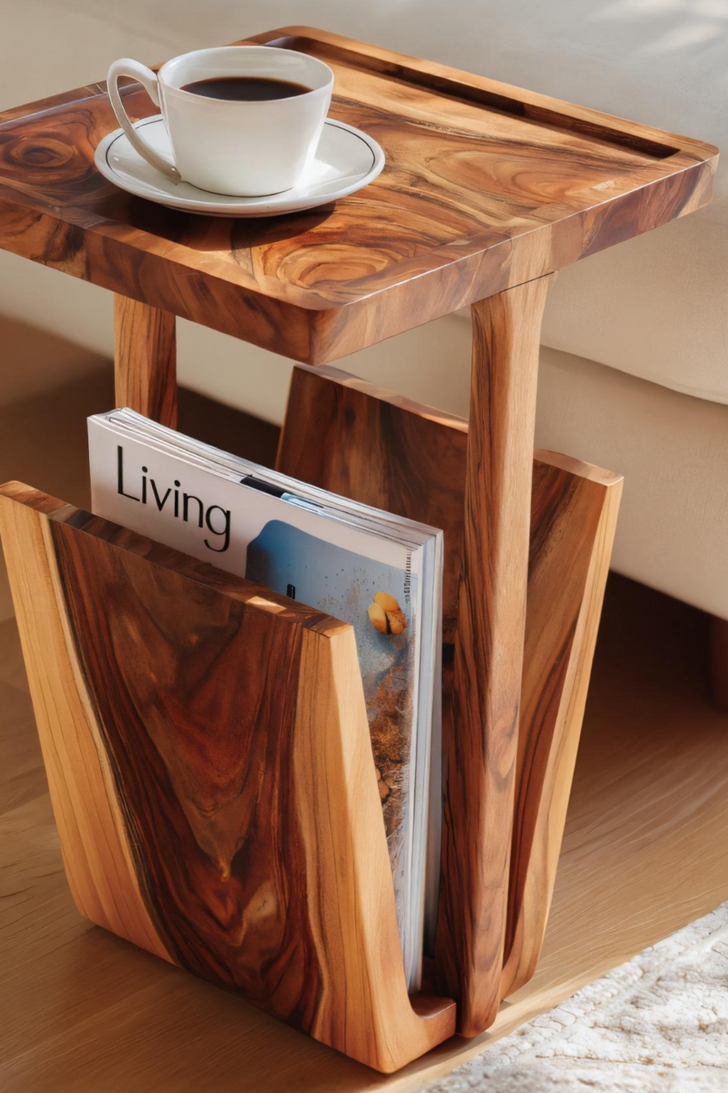 Mid Century Solid Wood Side Table For Furniture Decor And Home
