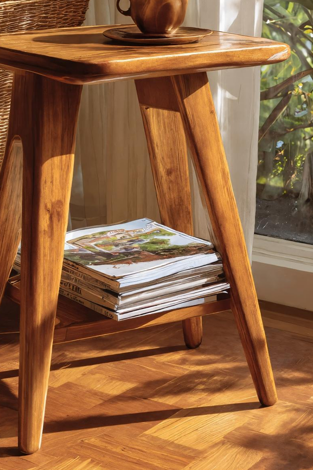 Farmhouse Wooden Side Table For Living Room Furniture Design
