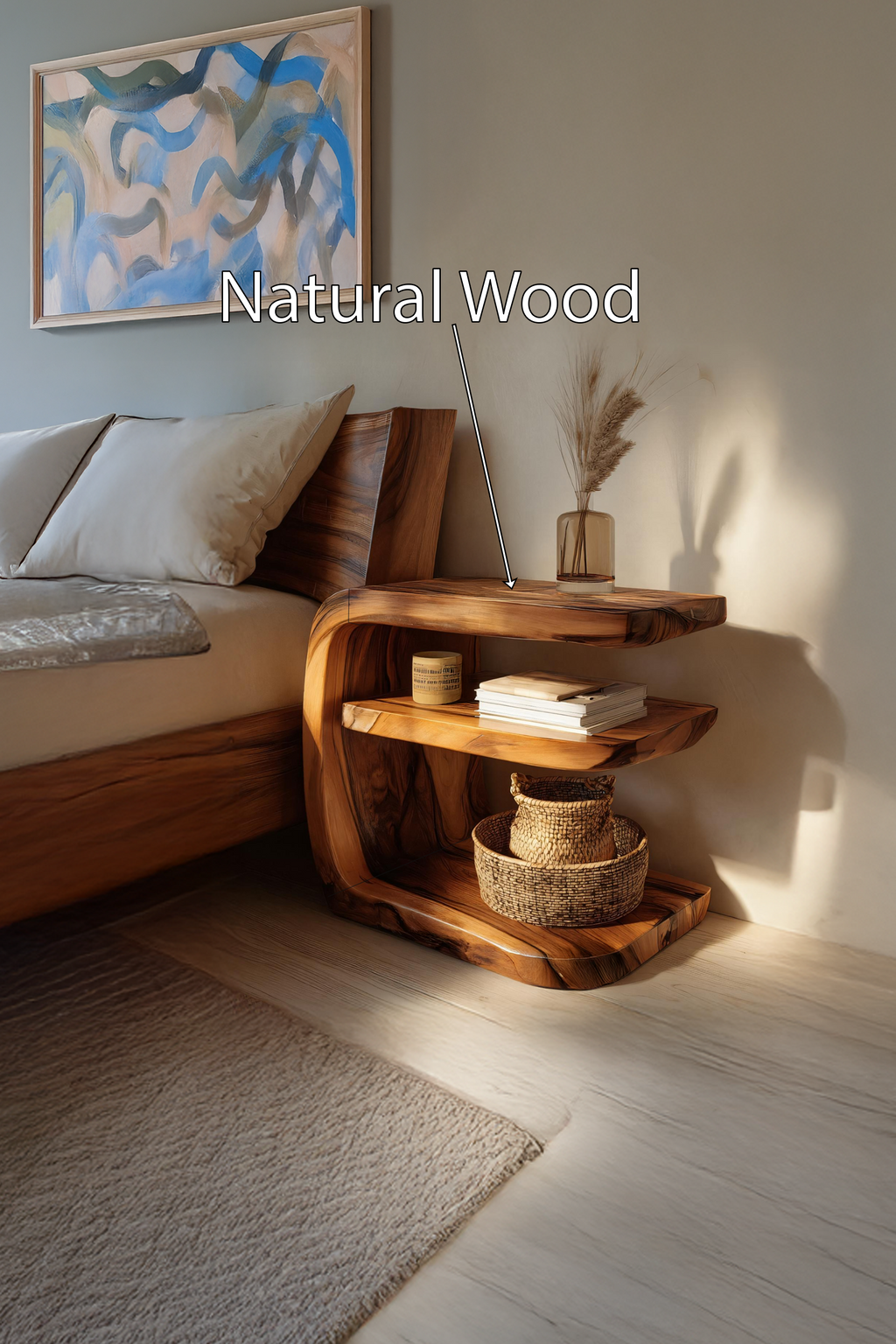 Modern Handcrafted Solid Wood Side Table For Furniture Decor