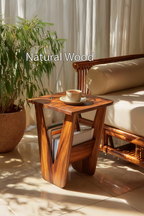 Handcrafted Solid Wood Side Table For Entryway And Living Room Decor