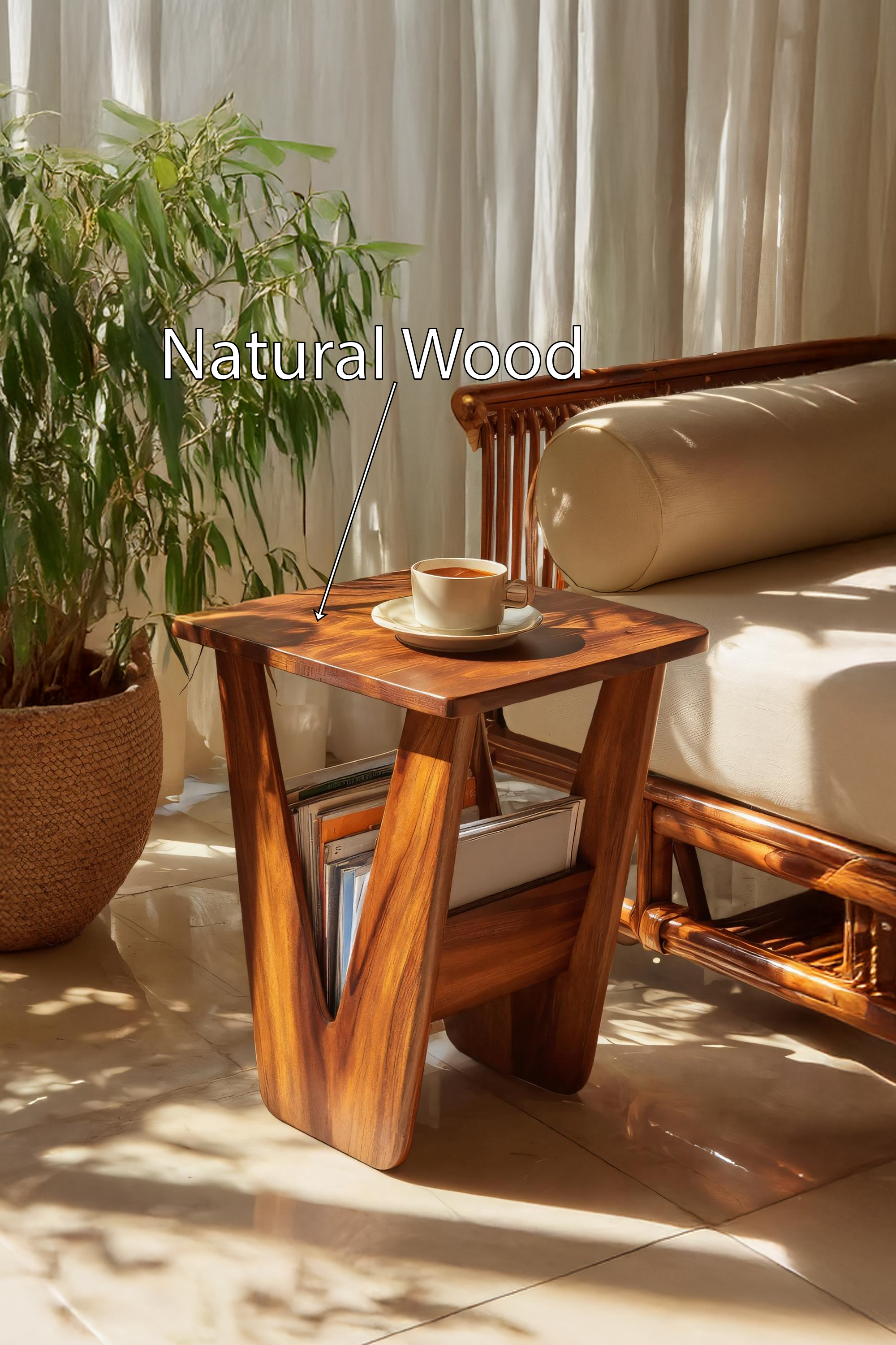 Handcrafted Solid Wood Side Table For Entryway And Living Room Decor