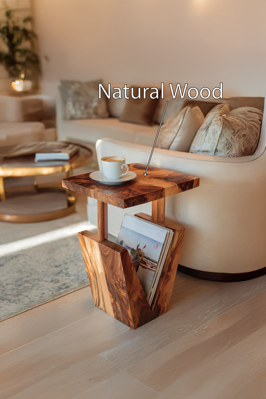 Modern Solid Wood Side Table For Living Room Furniture Decor