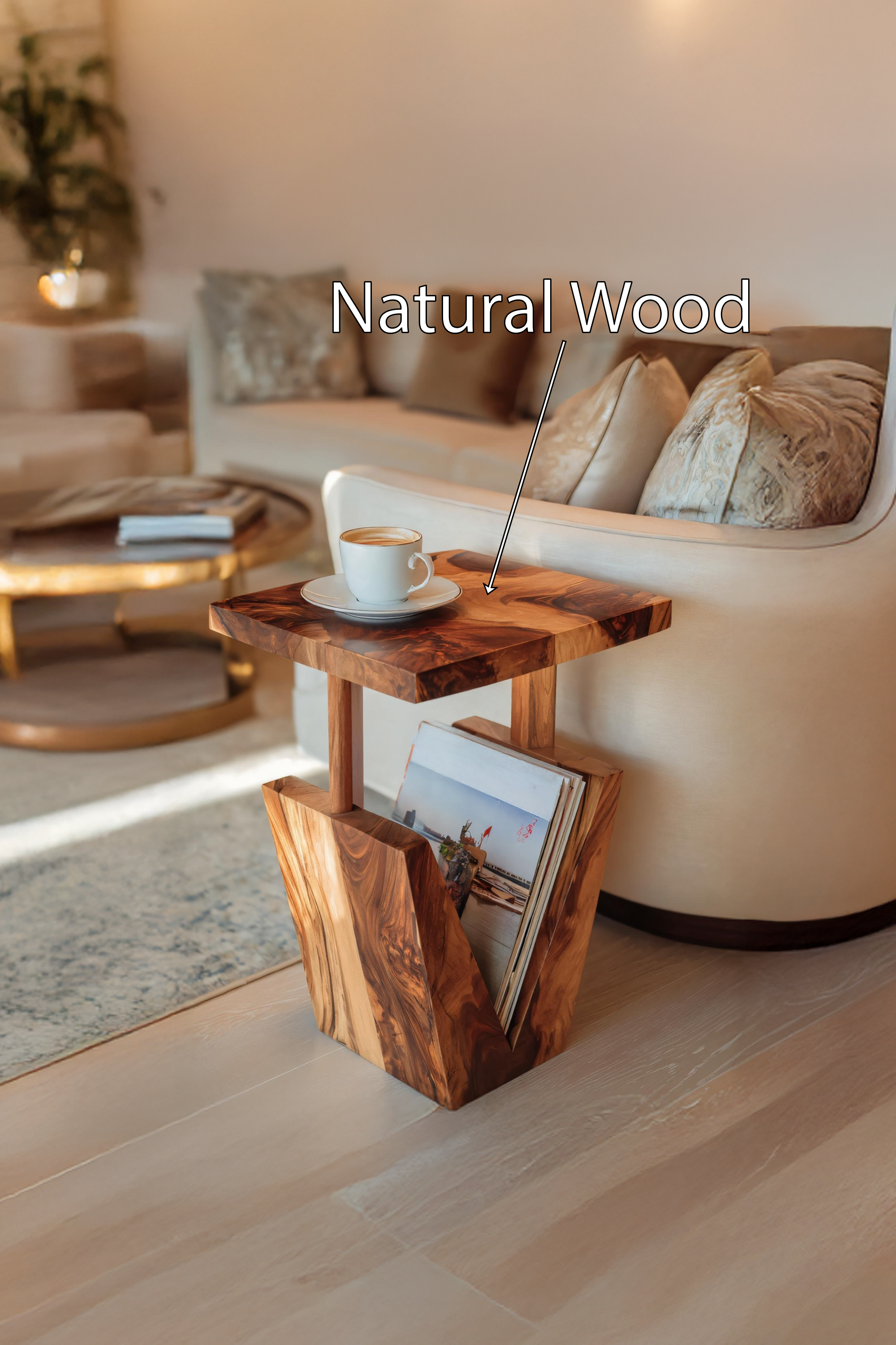 Modern Solid Wood Side Table For Living Room Furniture Decor