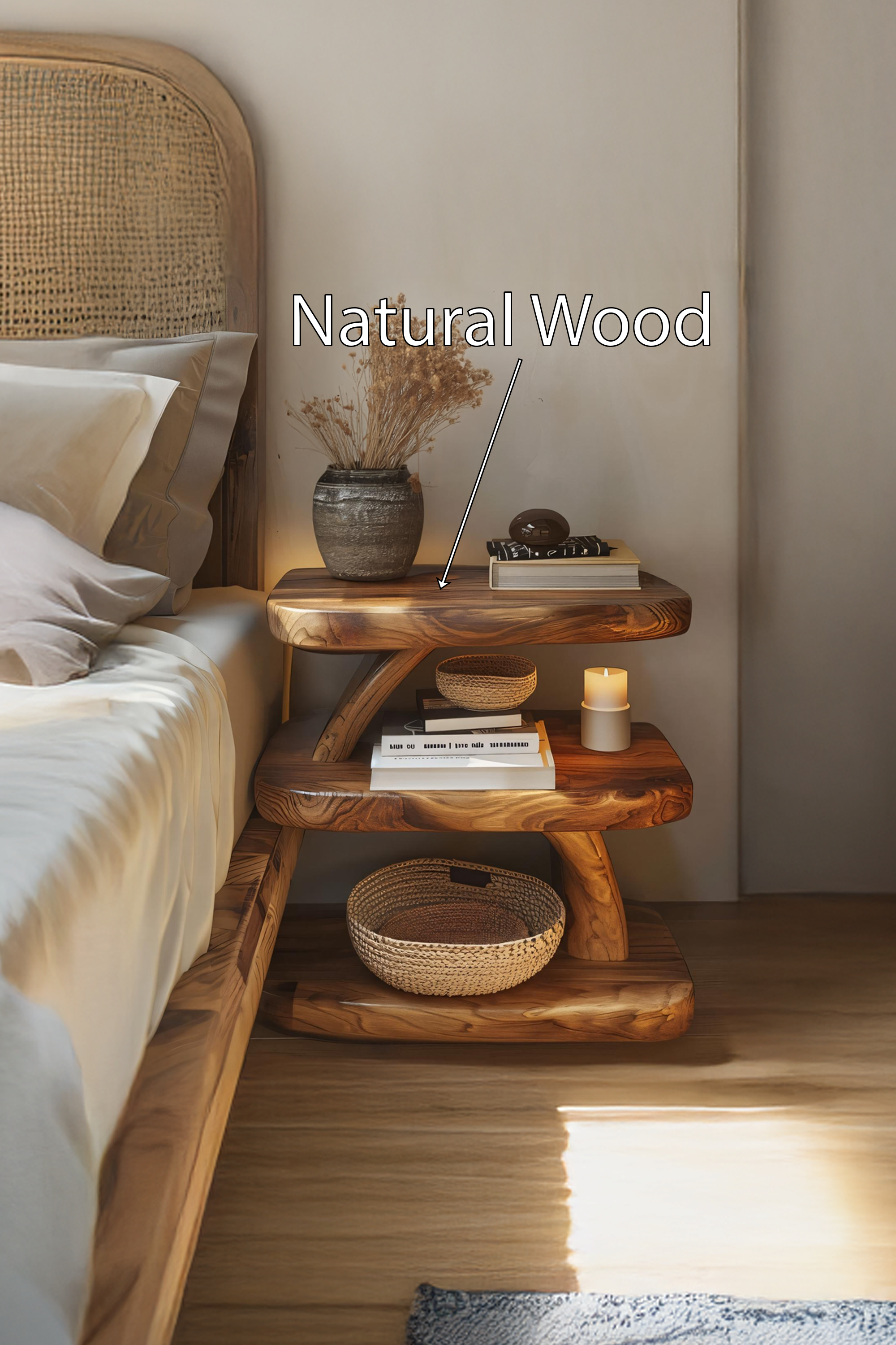 Mid Century Handcrafted Wooden Side Table For Furniture Decor