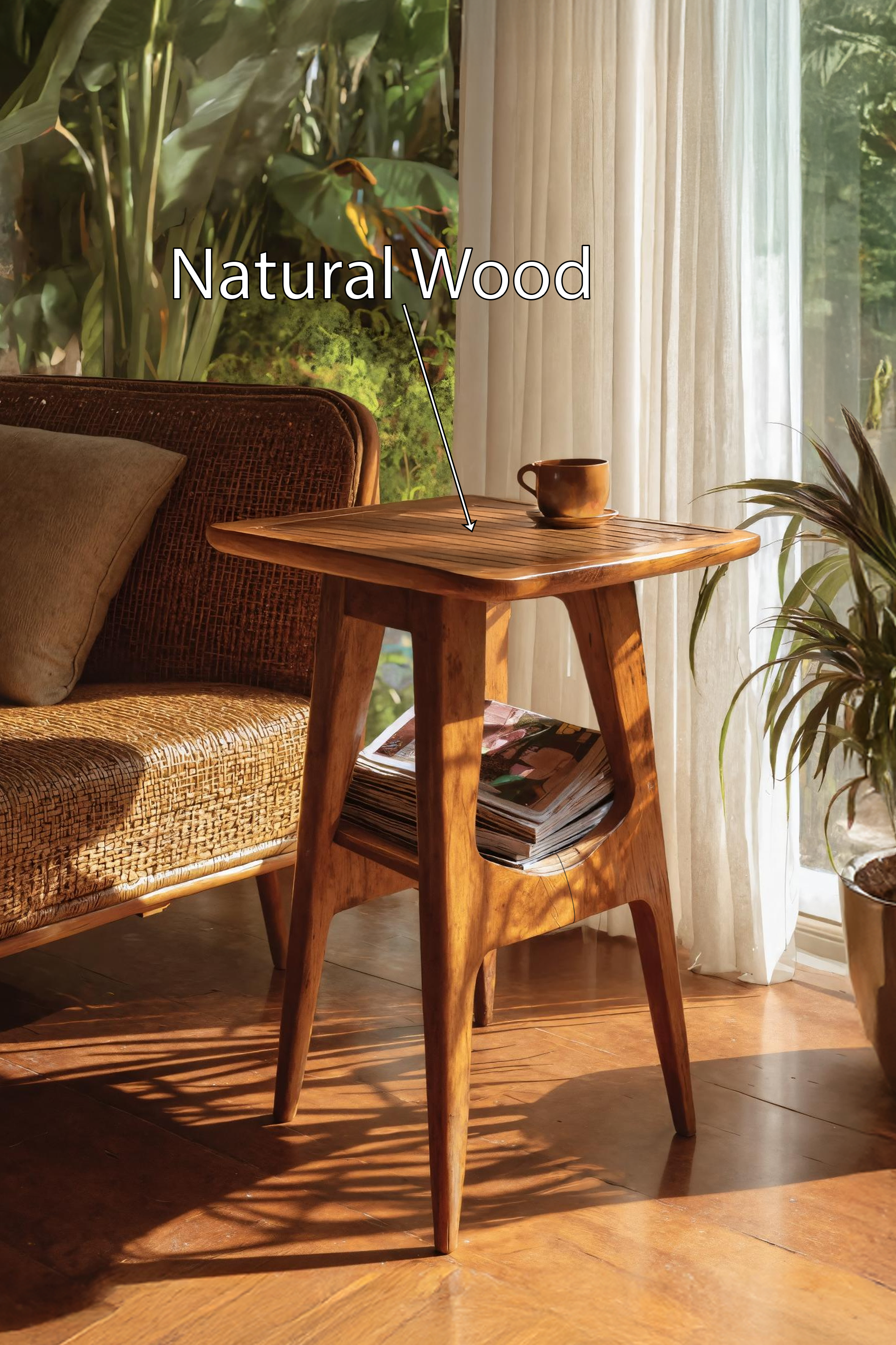 Modern Handcrafted Wooden Side Table For Bedroom Furniture Decor