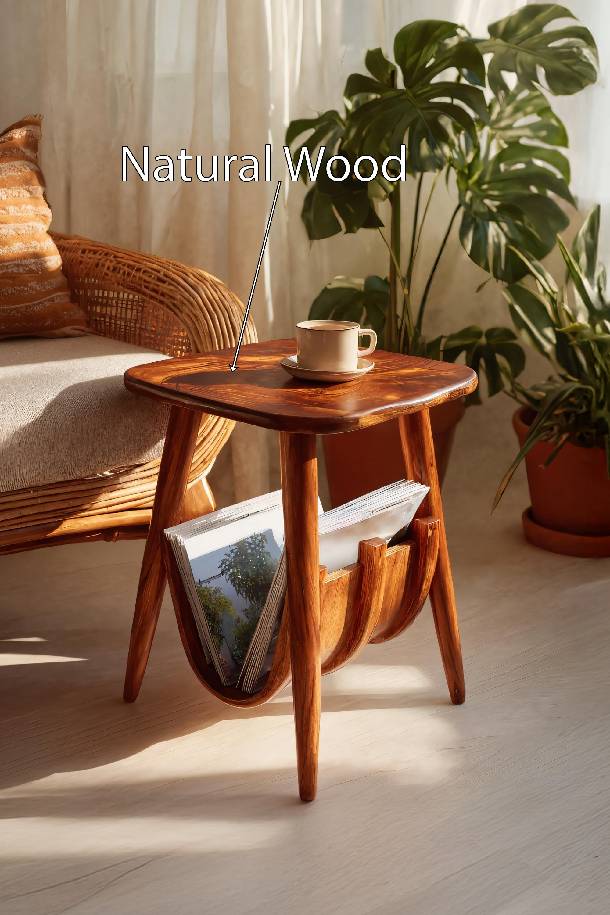 Farmhouse Solid Wood Side Table For Bedroom Decor And Home Style