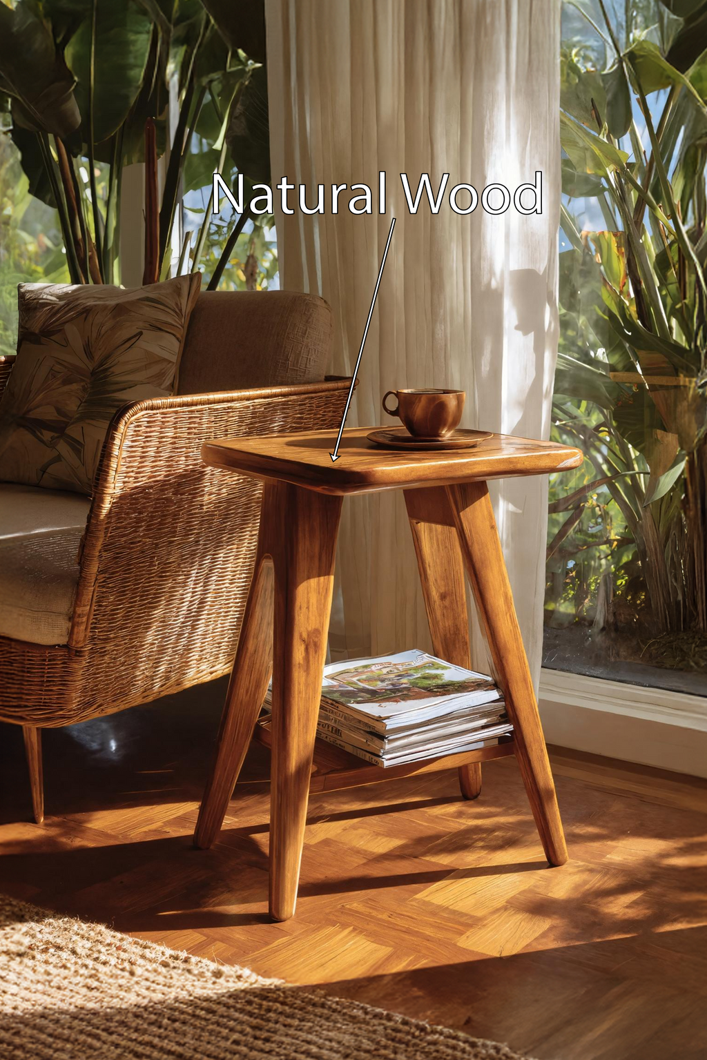 Farmhouse Wooden Side Table For Living Room Furniture Design