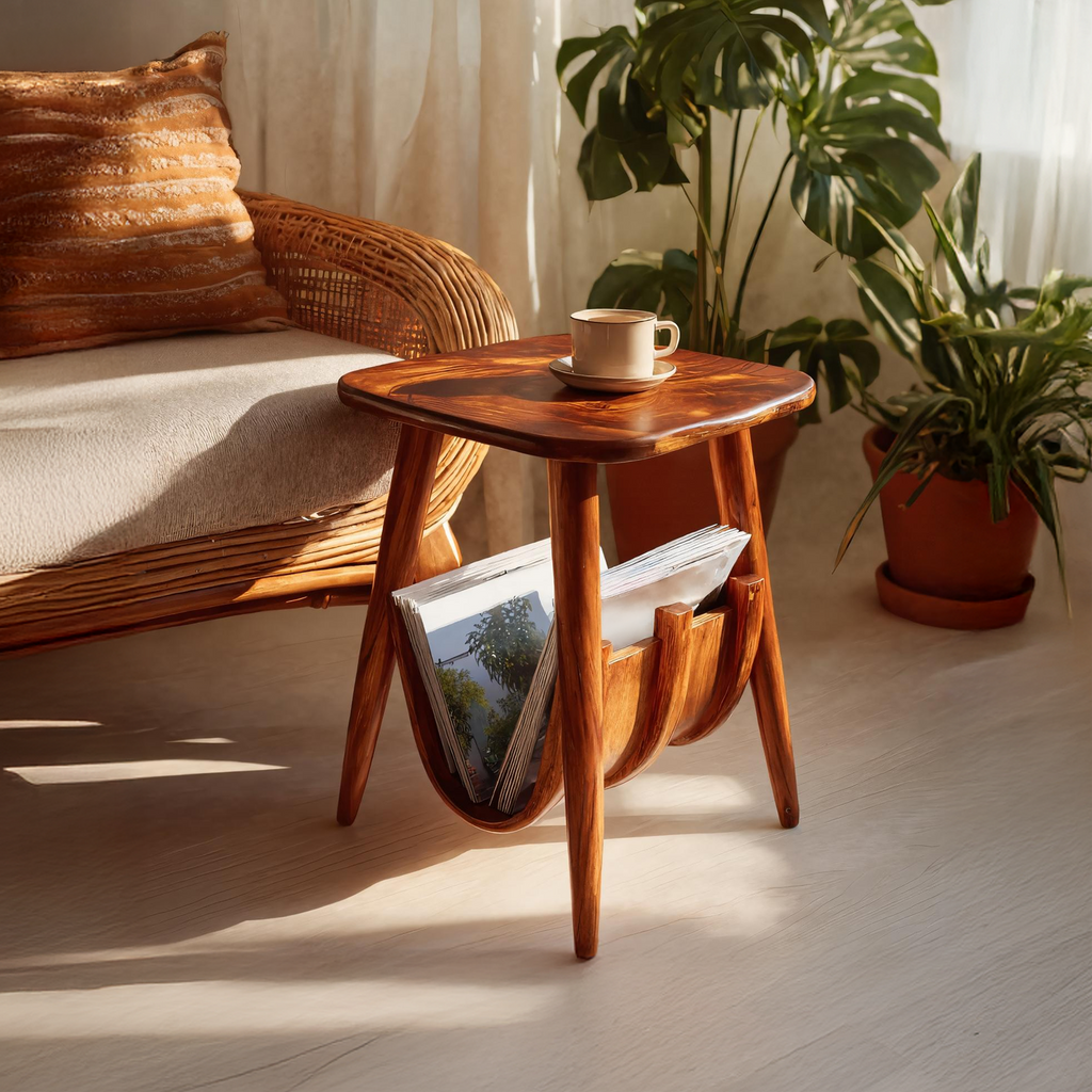 Farmhouse Solid Wood Side Table For Bedroom Decor And Home Style