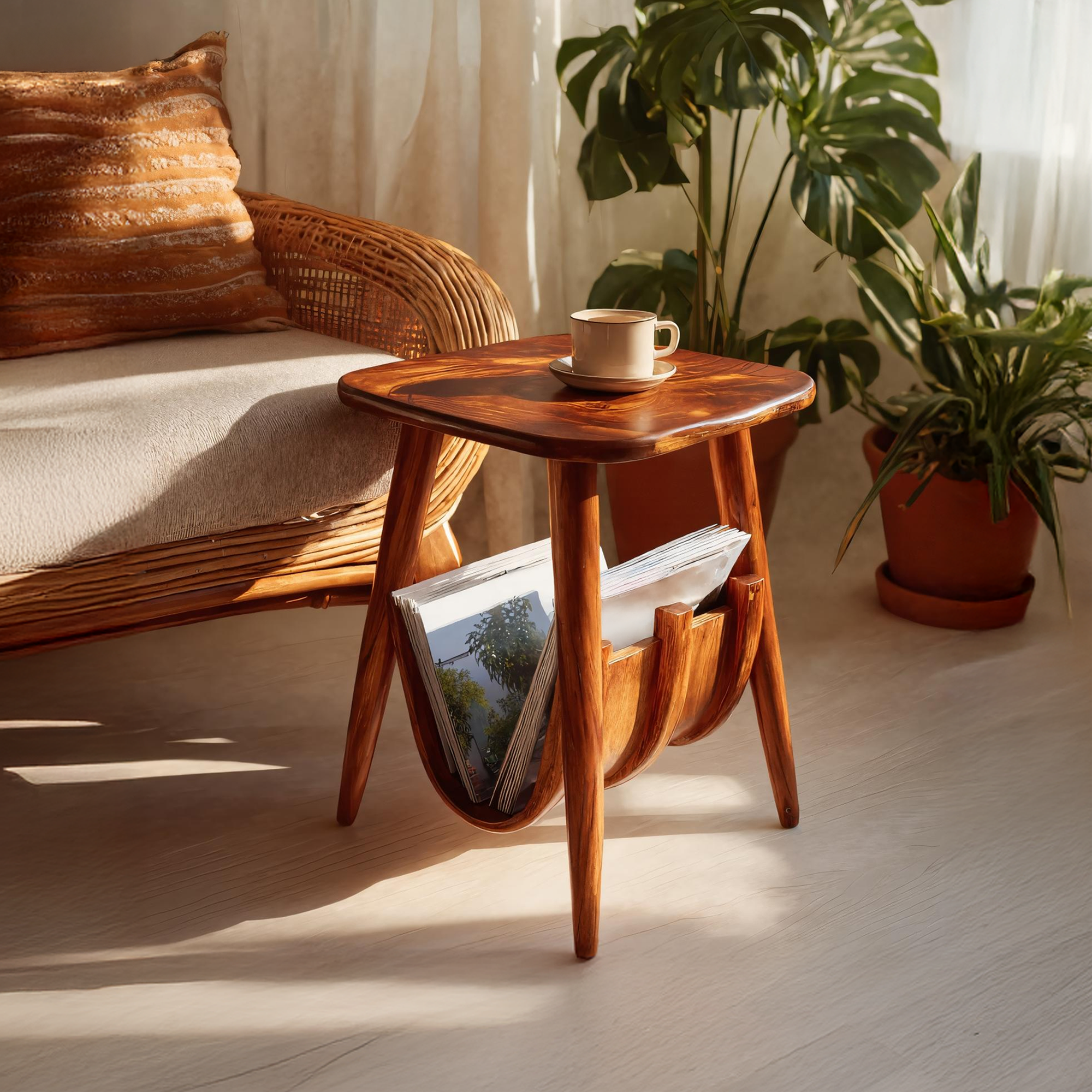 Farmhouse Solid Wood Side Table For Bedroom Decor And Home Style