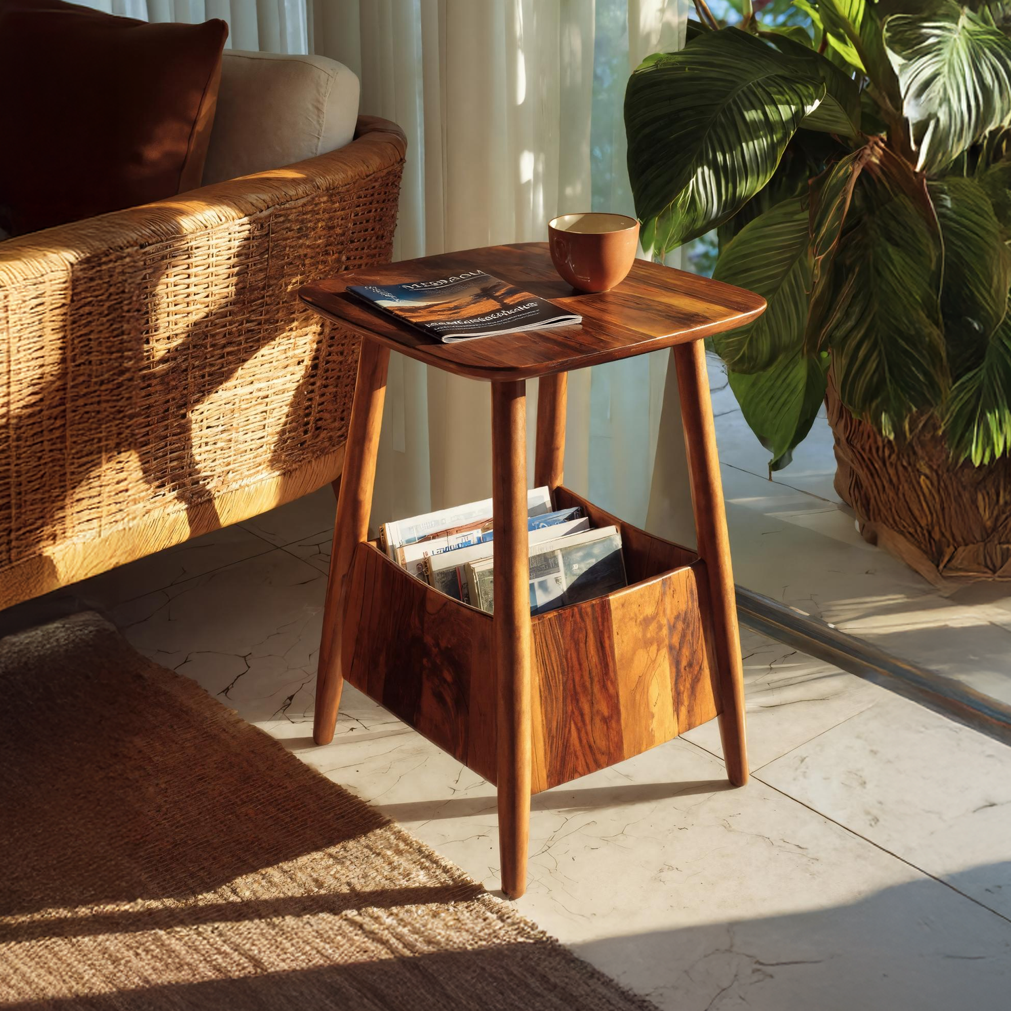 Handcrafted Wooden Side Table For Living Room And Furniture Decor
