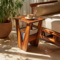 Handcrafted Solid Wood Side Table For Entryway And Living Room Decor