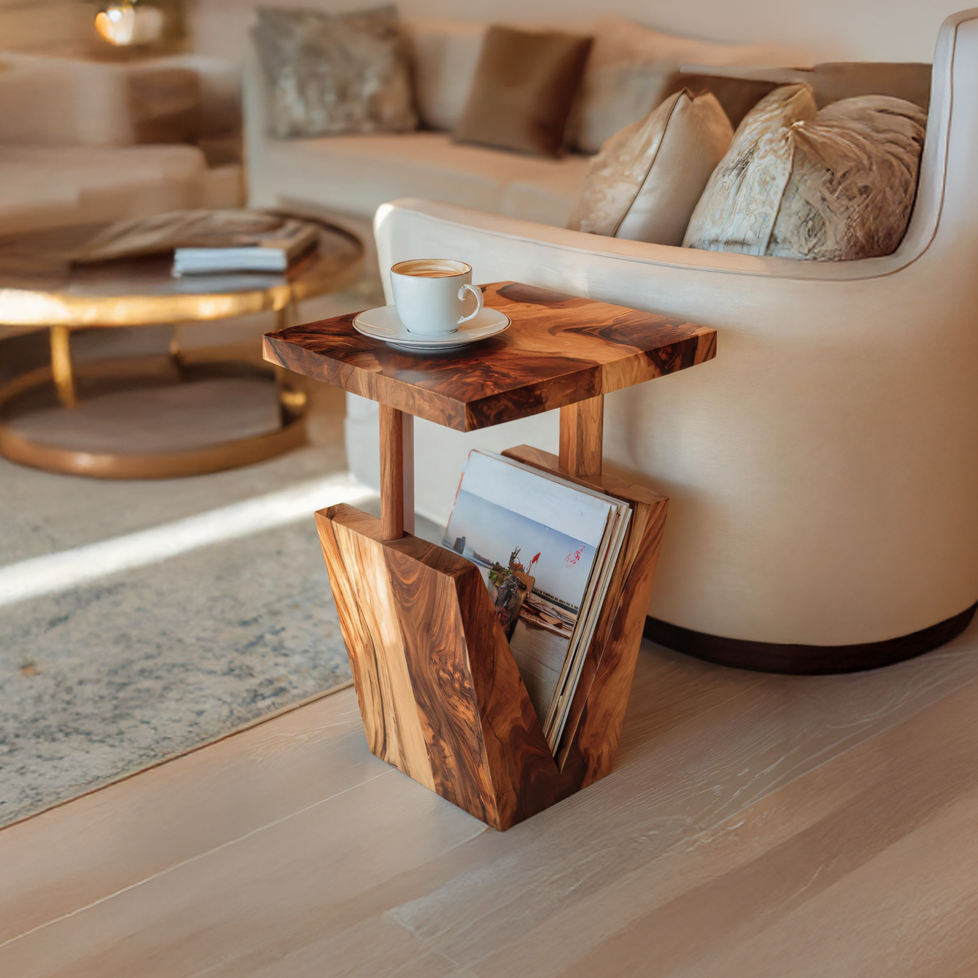 Modern Solid Wood Side Table For Living Room Furniture Decor