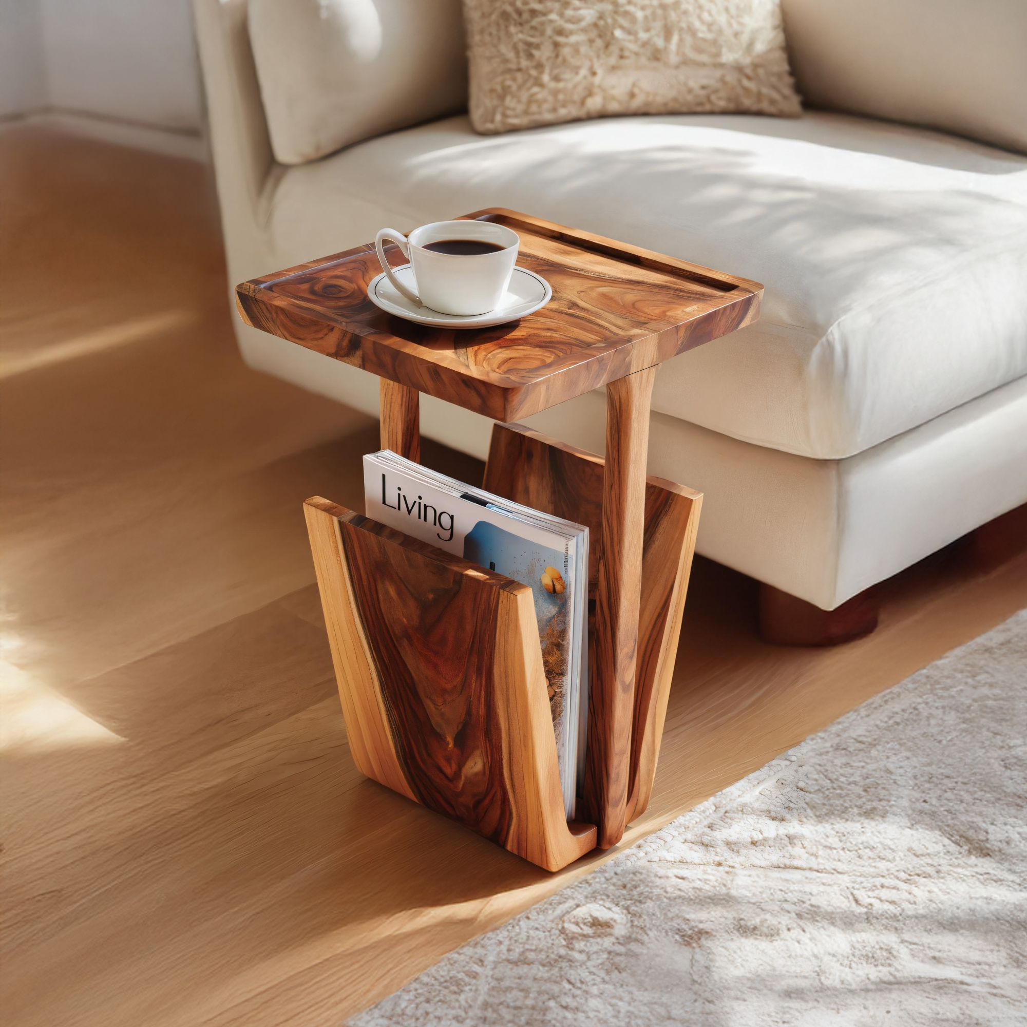 Mid Century Solid Wood Side Table For Furniture Decor And Home