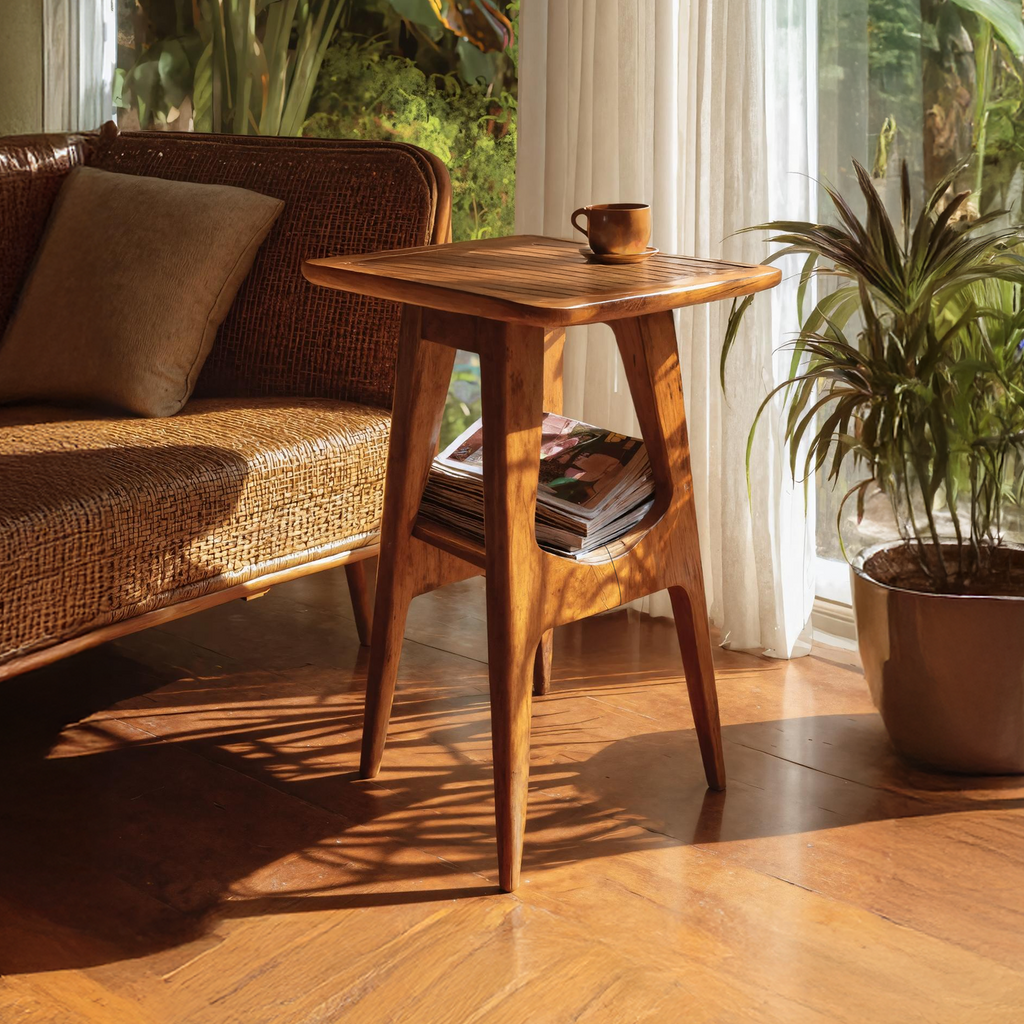 Modern Handcrafted Wooden Side Table For Bedroom Furniture Decor