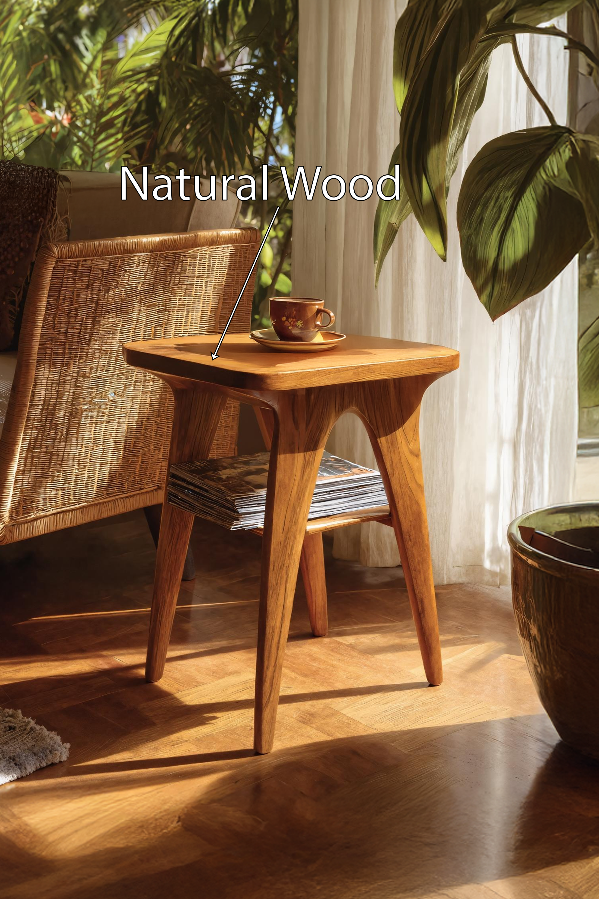 Mid Century Handcrafted Solid Wood Side Table For Bedroom Decor
