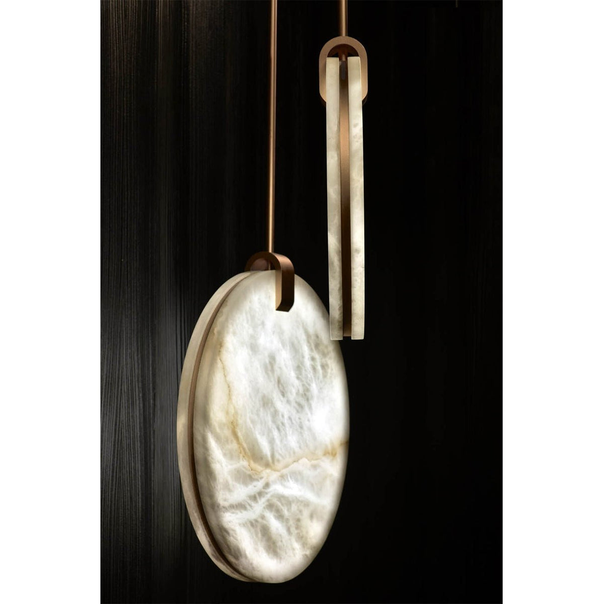 Soho Real Alabaster Disc Pendant Light, Pendant Lamp For Hallway, Staircase - D25.2''casivra