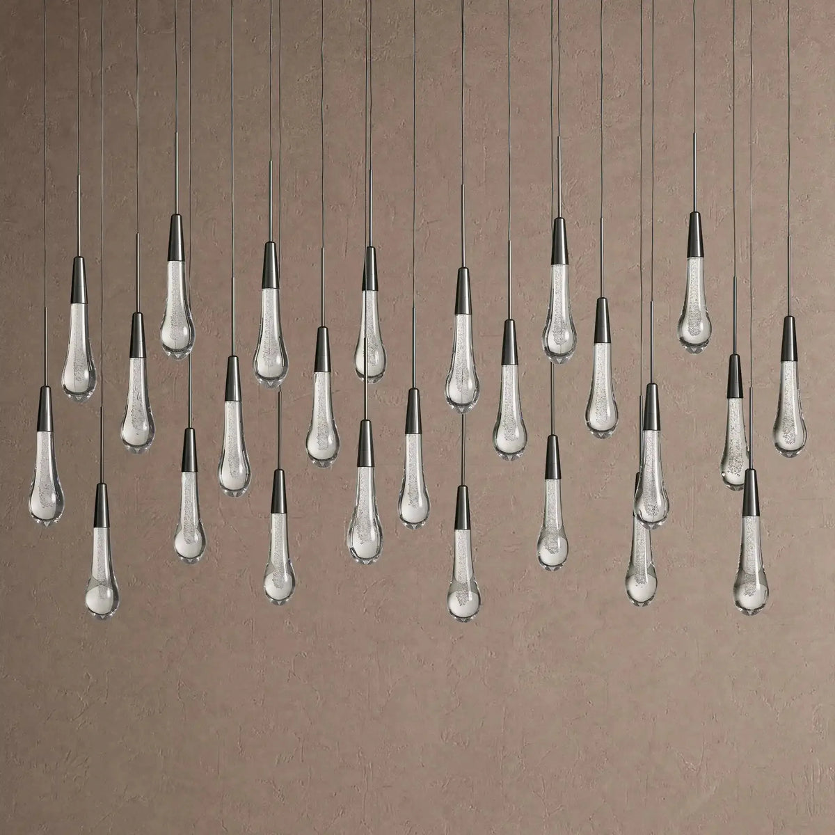 Soleil Linear Chandelier - Raindrop Pendant Lighting - 50‘’ 25-LightBlackcasivra
