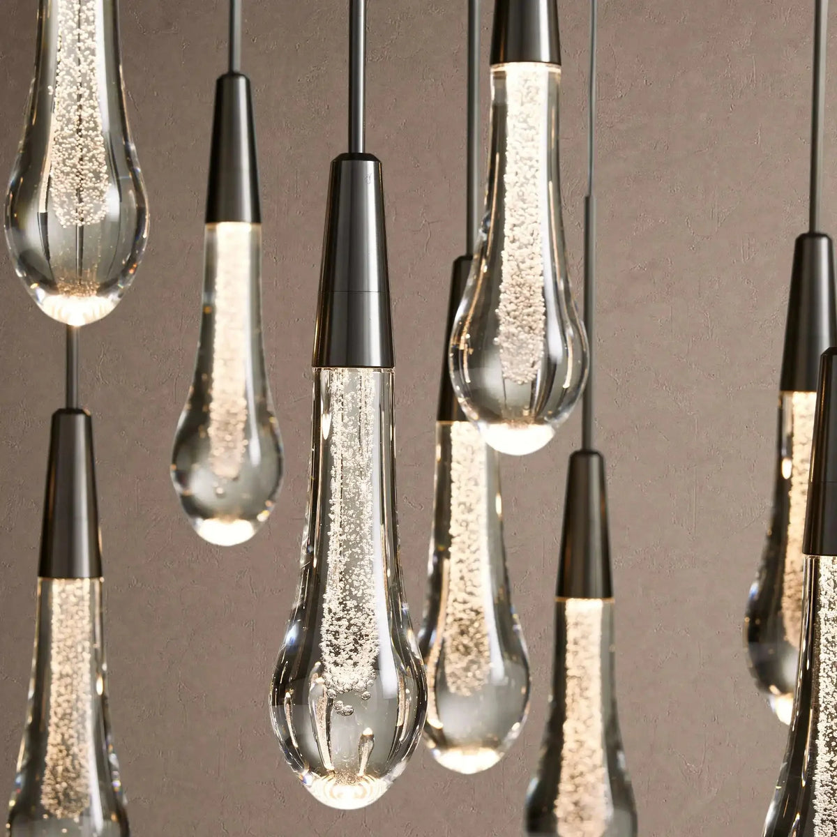 Soltaire Linear Chandelier - Raindrop Pendant Lighting - 70” 42-LightBlackcasivra