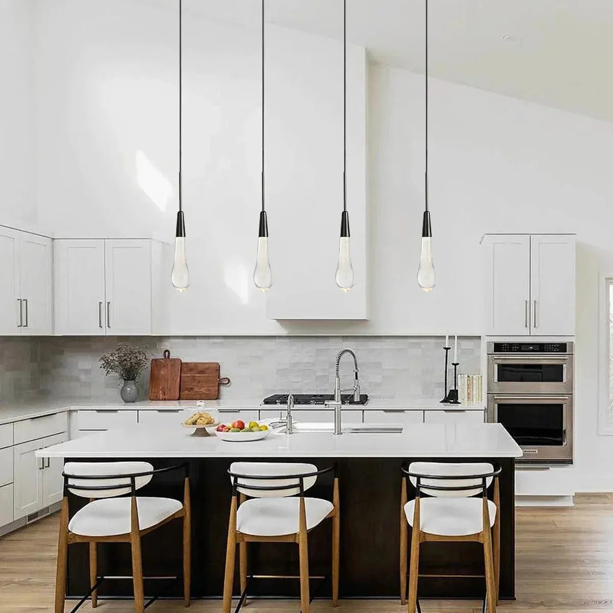 Soleil Pendant Chandelier in brass - modern dining room lighting
