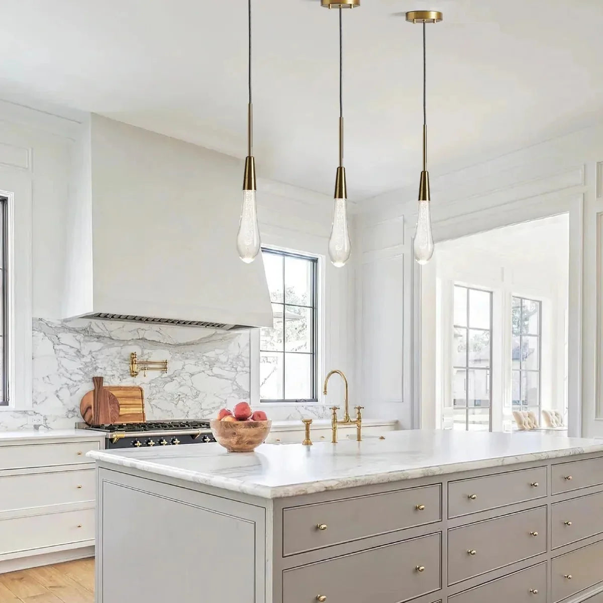 Soleil Pendant Chandelier - brass finish, modern home lighting