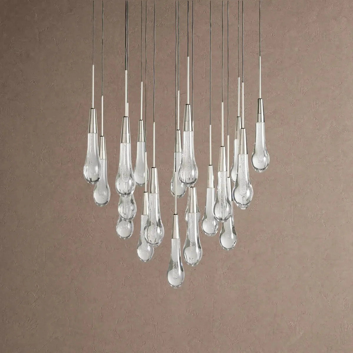 Soleil Round Chandelier 17" 24" 36" 48" 58" | Modern Pendant Light Raindrop Chandelier - 39-Light 48"Blackcasivra