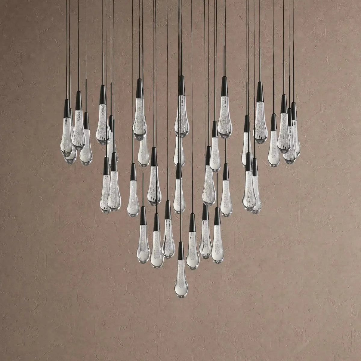 Soltaire Round Chandelier 17" 24" 36" 48" 58" | Modern Pendant Light Raindrop Chandelier - 39-Light 48"Blackcasivra