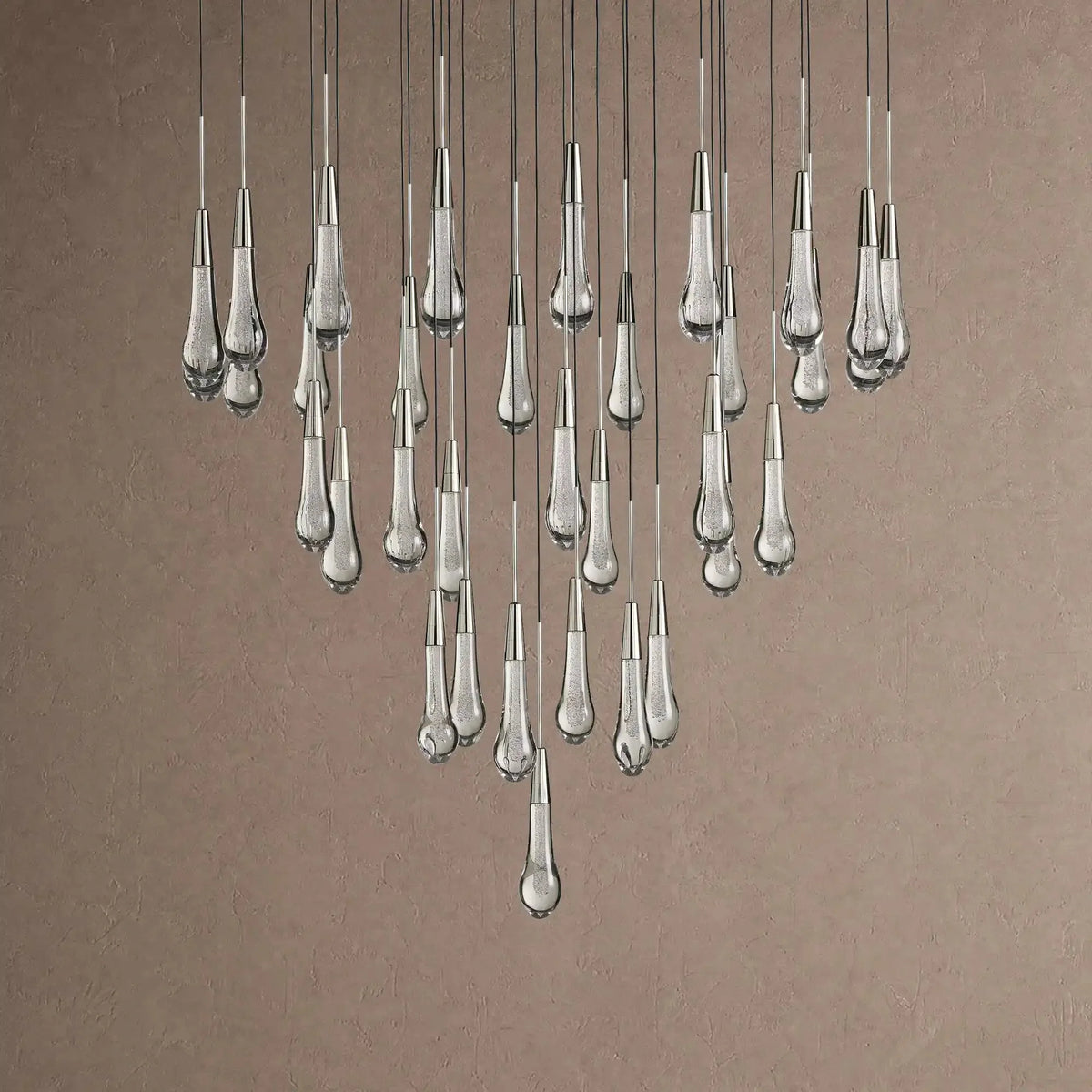 Soltaire Round Chandelier 17" 24" 36" 48" 58" | Modern Pendant Light Raindrop Chandelier - 39-Light 48"Blackcasivra