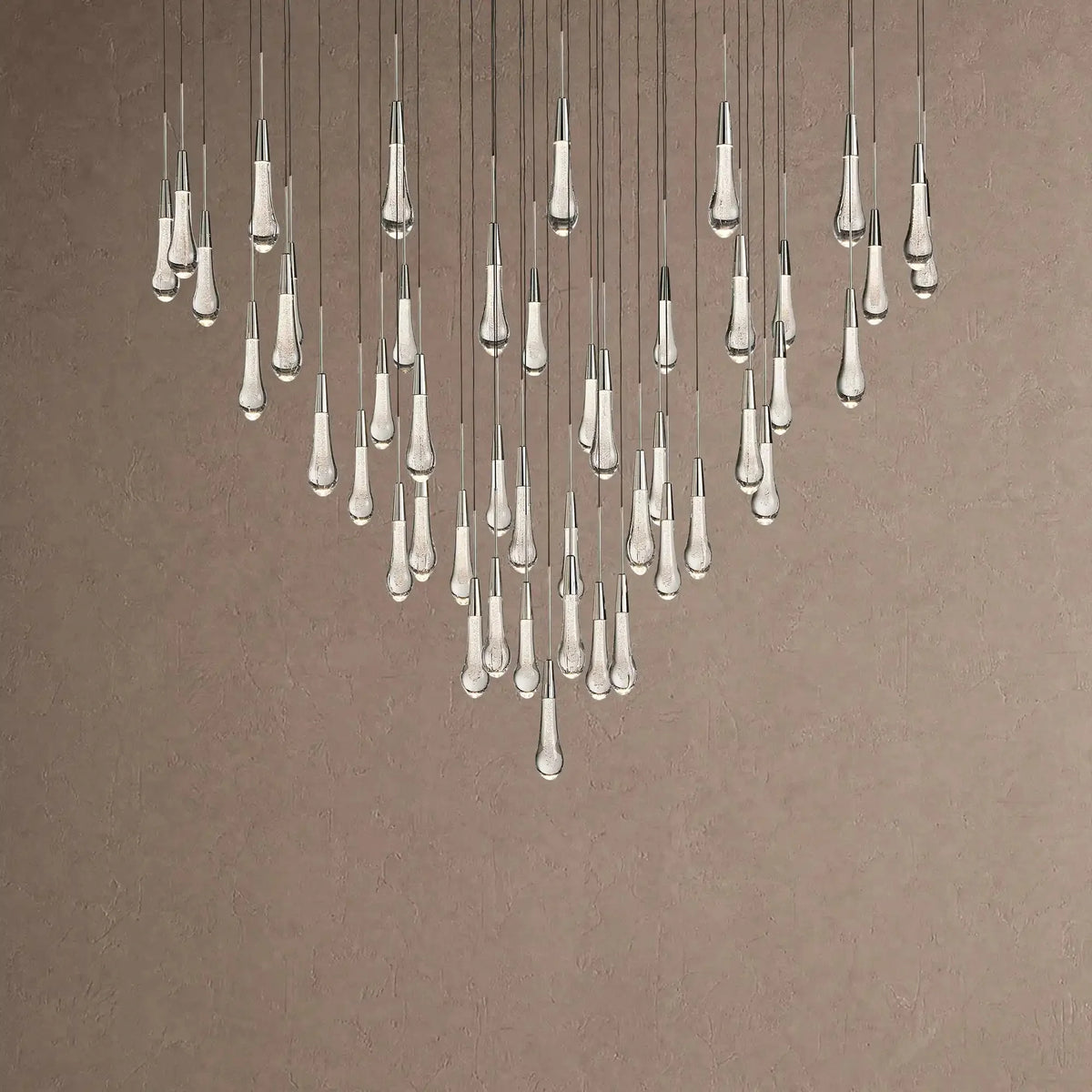 Soleil Round Chandelier 17" 24" 36" 48" 58" | Modern Pendant Light Raindrop Chandelier - 47-Light 58"Nickelcasivra