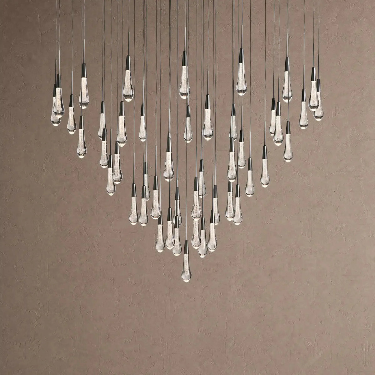 Soleil Round Chandelier 17" 24" 36" 48" 58" | Modern Pendant Light Raindrop Chandelier - 47-Light 58"Blackcasivra