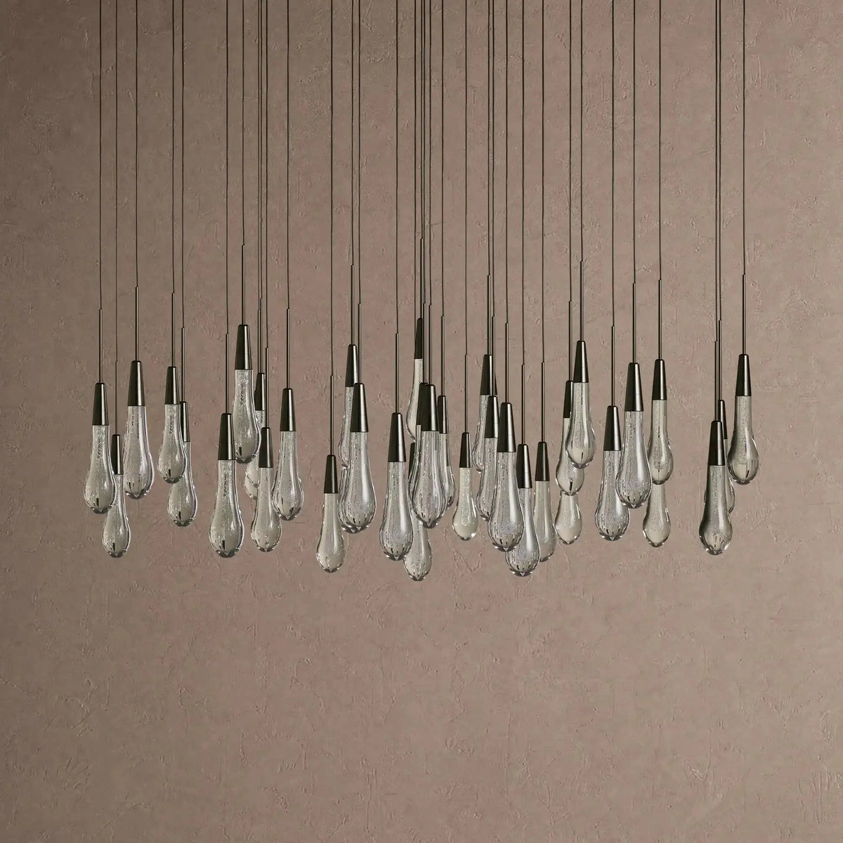 Soleil Round Chandelier 17" 24" 36" 48" 58" | Modern Pendant Light Raindrop Chandelier - 39-Light 48"Blackcasivra
