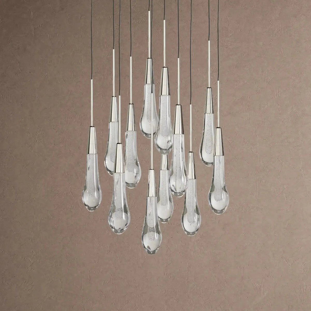 Soleil Round Chandelier 17" 24" 36" 48" 58" | Modern Pendant Light Raindrop Chandelier - 12-Light 17"Blackcasivra