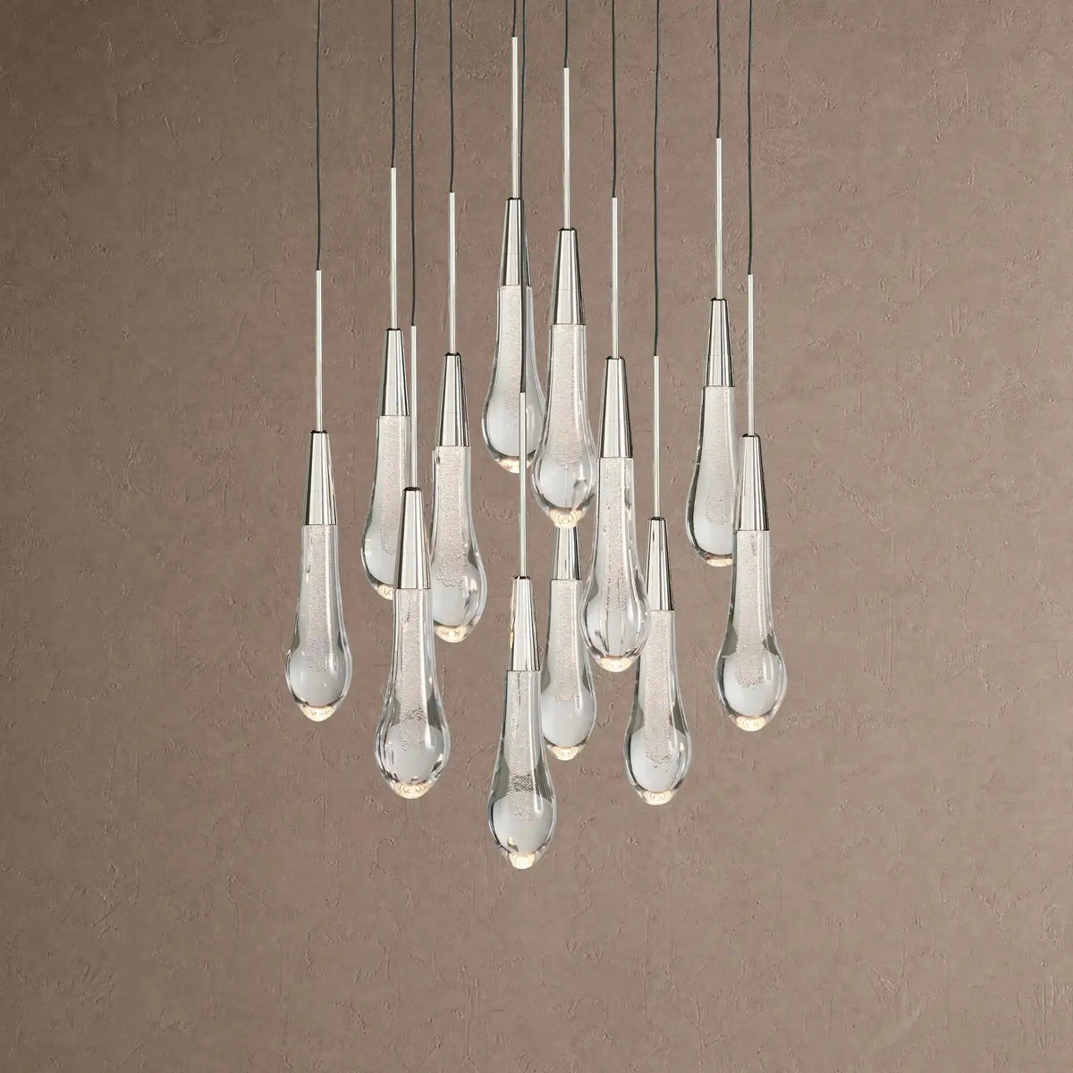 Soleil Round Chandelier 17" 24" 36" 48" 58" | Modern Pendant Light Raindrop Chandelier - 12-Light 17"Nickelcasivra
