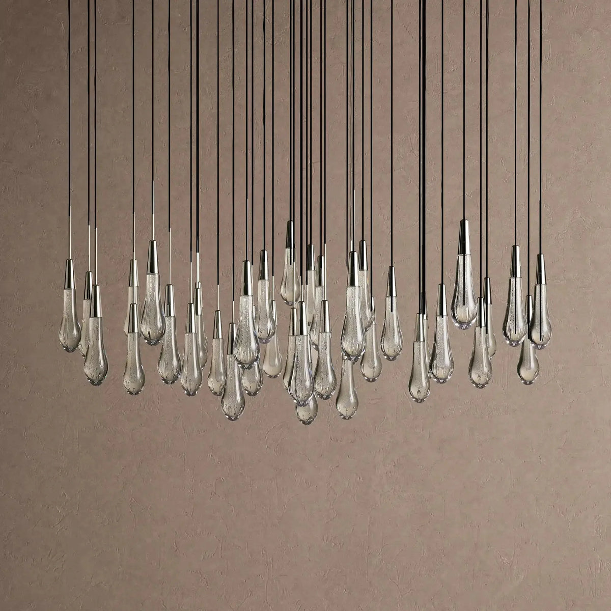 Soleil Round Chandelier 17" 24" 36" 48" 58" | Modern Pendant Light Raindrop Chandelier - 39-Light 48"Blackcasivra