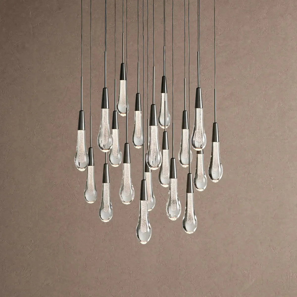 Soleil Round Chandelier 17" 24" 36" 48" 58" | Modern Pendant Light Raindrop Chandelier - 19-Light 24"Blackcasivra