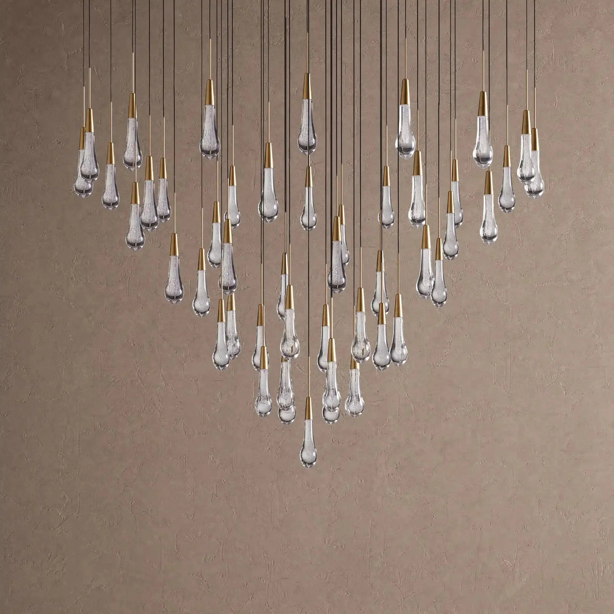 Soltaire Round Chandelier 17" 24" 36" 48" 58" | Modern Pendant Light Raindrop Chandelier - 39-Light 48"Blackcasivra