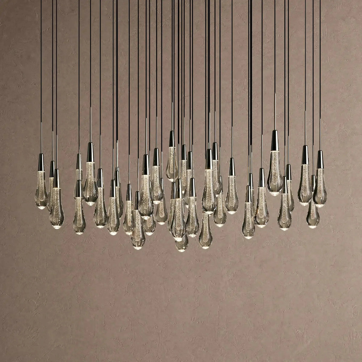 Soleil Round Chandelier 17" 24" 36" 48" 58" | Modern Pendant Light Raindrop Chandelier - 39-Light 48"Nickelcasivra