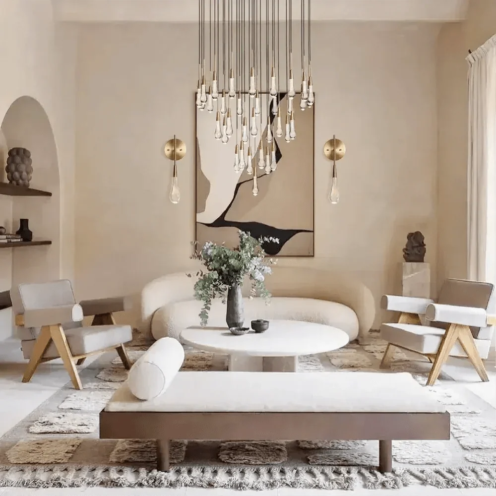 Soleil Round Chandelier 17" 24" 36" 58" | Modern Pendant Light Raindrop Chandelier - brass finish, modern home lighting