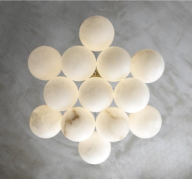 Sophie Modern Alabaster Ball Pendant Light, Dining Room Light - 19 Ballscasivra
