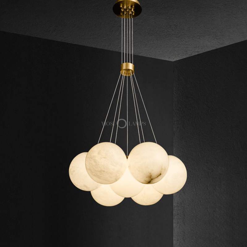 Sophie Modern Alabaster Ball Pendant Light, Dining Room Light - 7 Ballscasivra