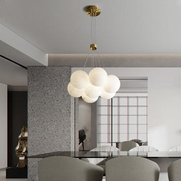 Sophie Modern Alabaster Ball Pendant Light, Dining Room Light - 7 Ballscasivra