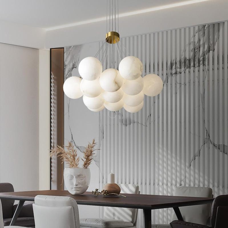 Sophie Modern Alabaster Ball Pendant Light, Dining Room Light - 13 Ballscasivra