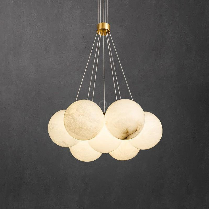 Sophie Modern Alabaster Ball Pendant Light, Dining Room Light - 7 Ballscasivra