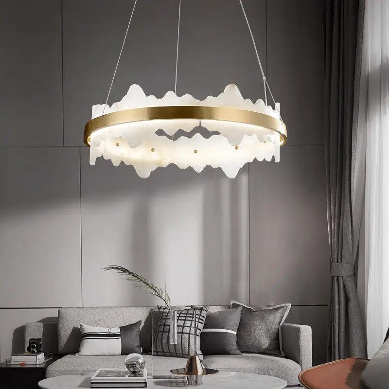 Spain Alabaster Brass Indoor Chandelier Lighting - casivra