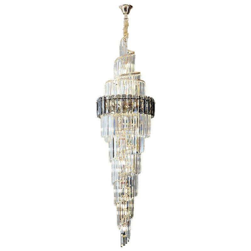Spiral High Ceiling Light Fixture Long Crystal Chandelier For Foyer Staircase/ Living Room-Chandeliers-casivra-casivra