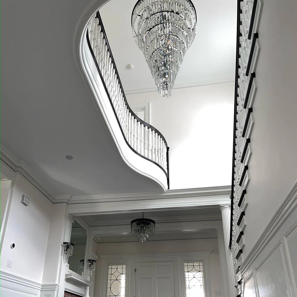 Spiral Tiered Crystal Chandelier in Black Finish - D19.7"*H25.6"Warm Lightcasivra