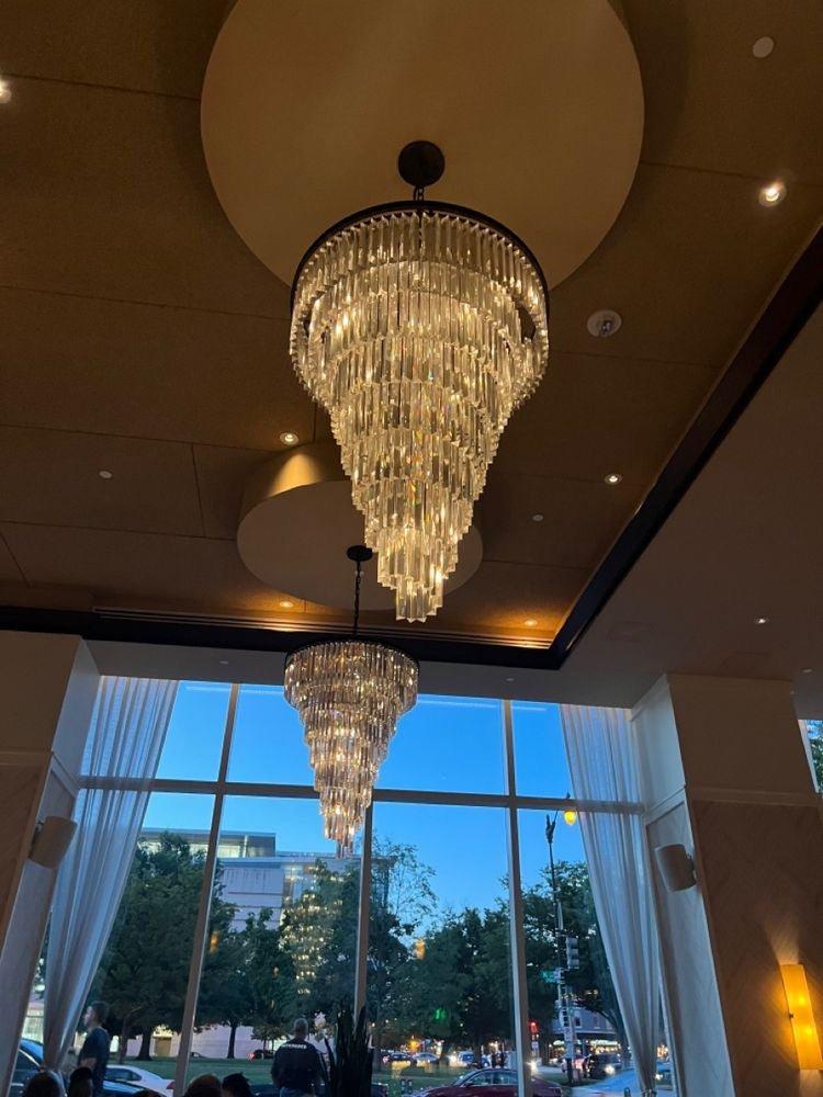 Spiral Tiered Crystal Chandelier in Black Finish - D19.7"*H25.6"Warm Lightcasivra