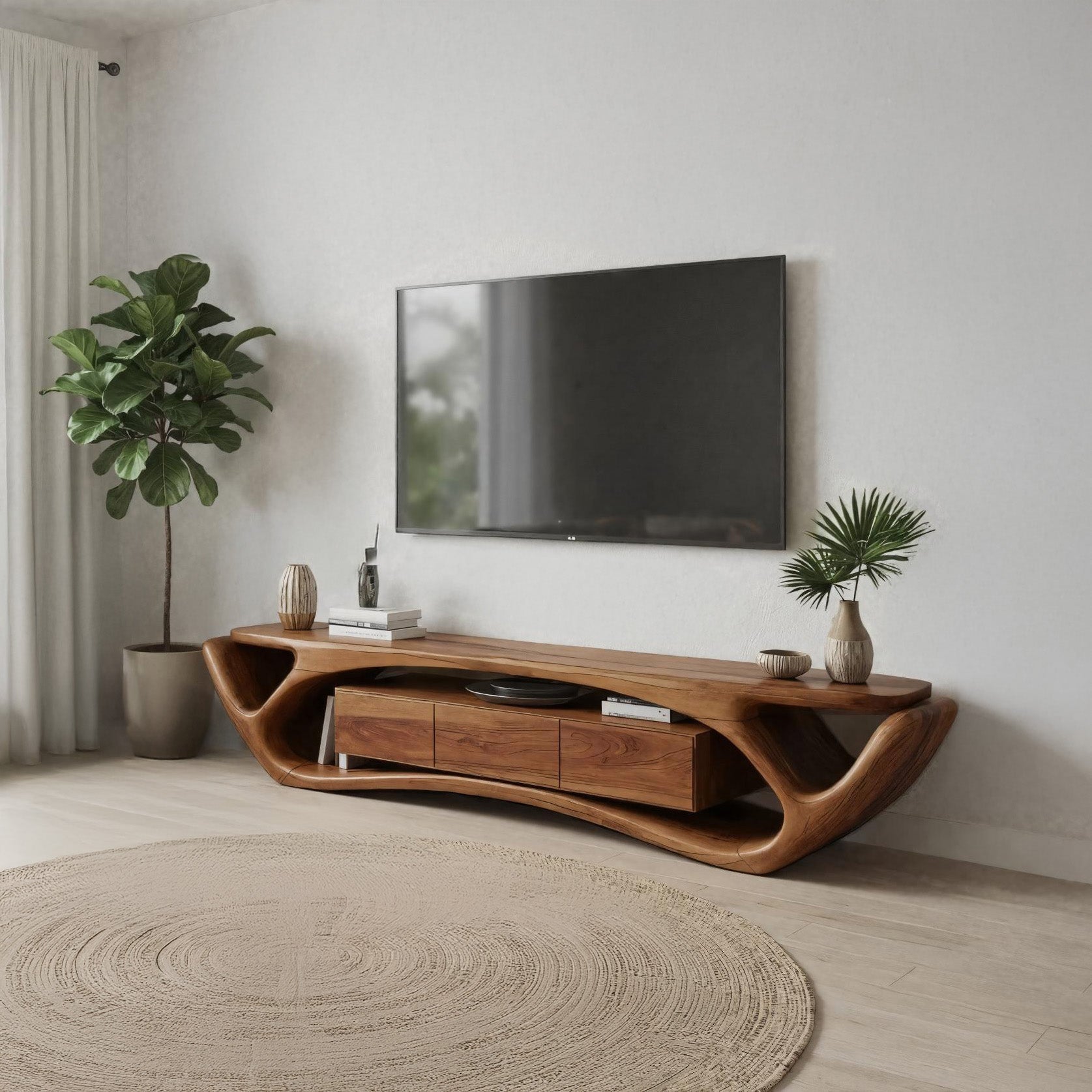 Quiet Luxury Modern Organic TV Console For Living Room