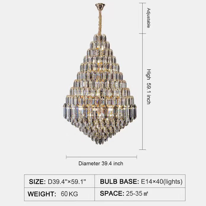 Staircase/Foyer Chandelier With High Clarity Crystals Luxury Ceiling Light - casivra